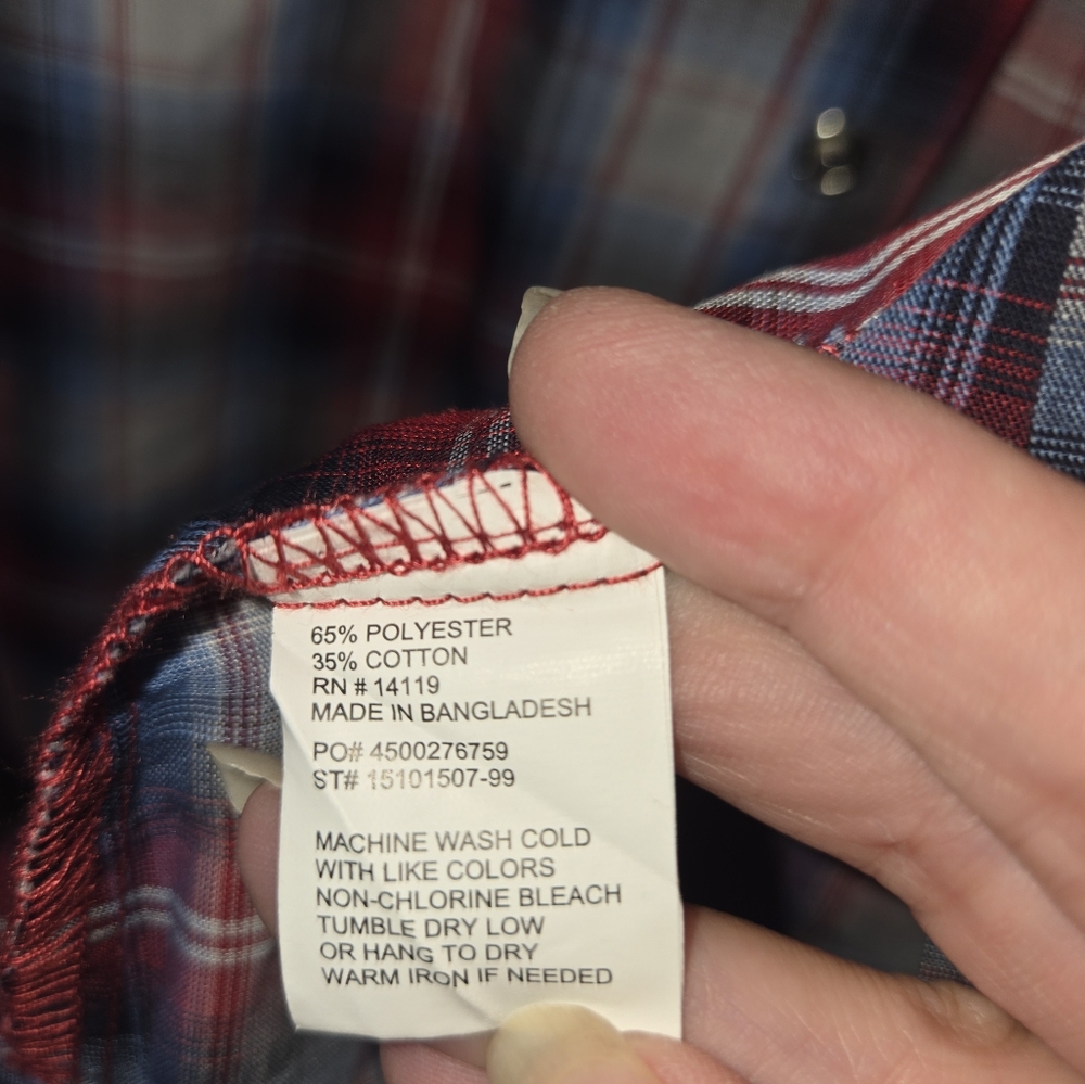 NWT Boy's Ely Cattleman Multicolor Plaid Shirt Size 12 Red White Blue - Picture 8 of 10
